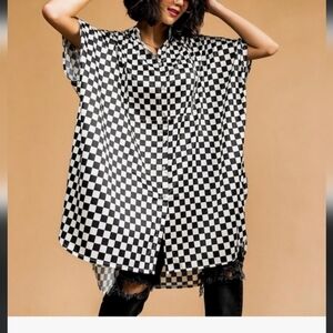 Dressed in LALA Black and White Checkered Tunic/Dress